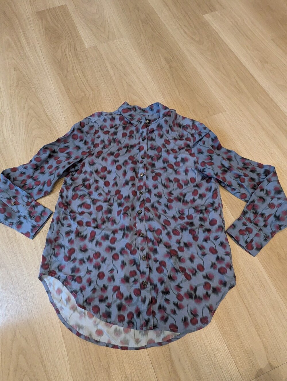 J Crew Blue Blurry Cherry Long Sleeve Button Up Size XS